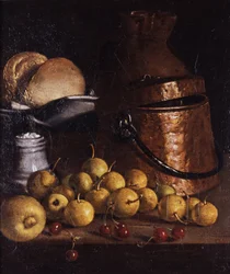 Nature morte avec fruits et ustensiles de cuisine